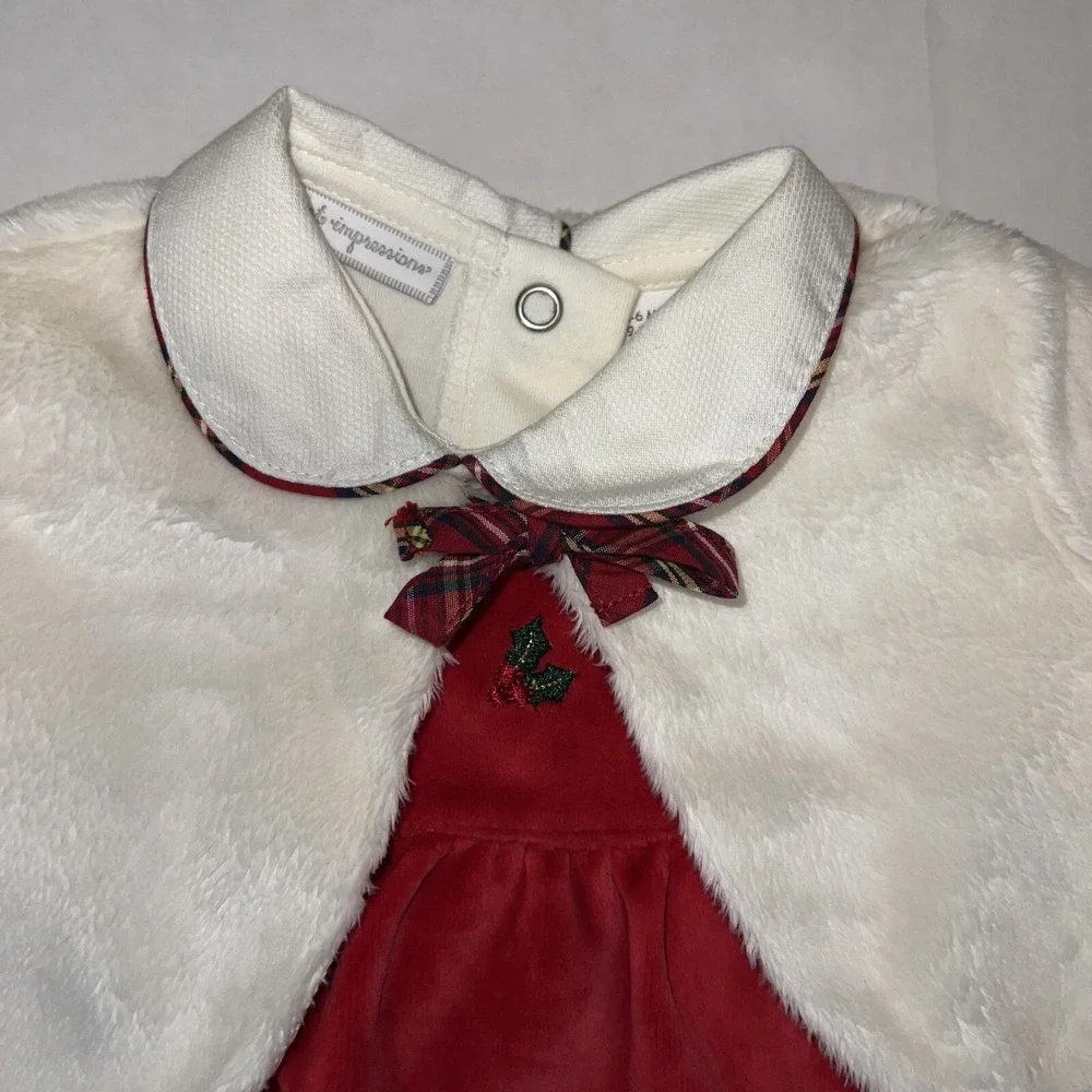 First‎ Impressions Baby Girls Red Velour Christmas Dress w/ Shrug 3-6 Months New